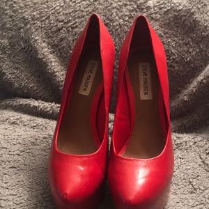 Red Leather Steve Madden Pumps